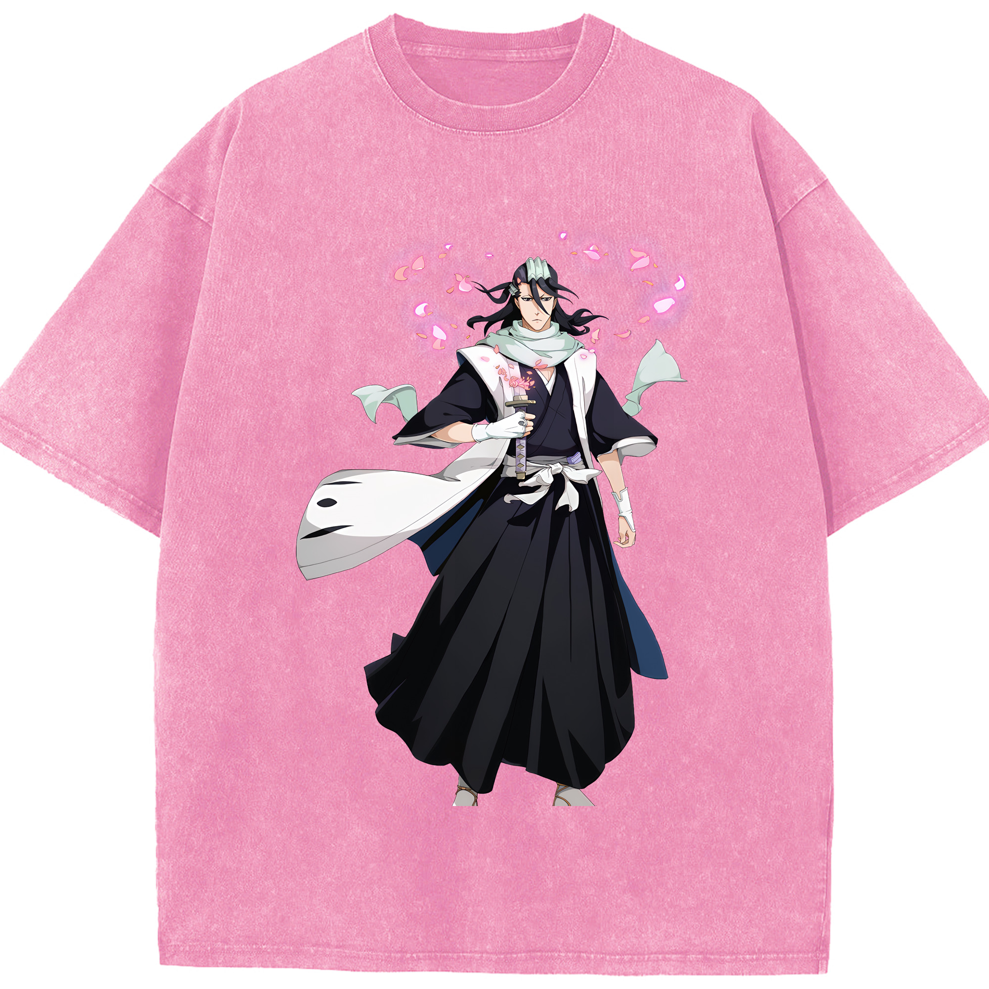 （画像用） ブリーチ くちき びゃくや BLEACH Kuchiki Byakuya 綿100% ヴィンテージ風 半袖Tシャツ（フロントプリント）
